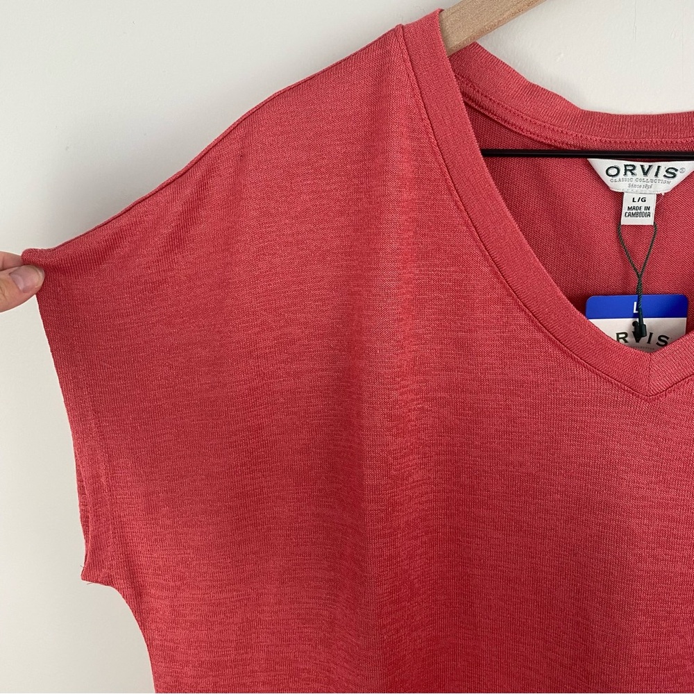 Orvis Dark Orange V-Neck Tunic Top - Picture 2 of 10